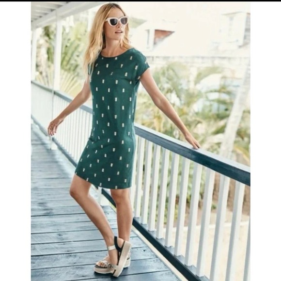 Boden Dresses & Skirts - Boden Paulina Knit Shift Dress Size 6 Woodland Gold Pineapple Casual Resortwear